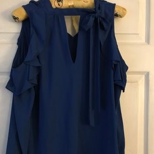 Royal blue cold shoulder top